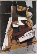 Juan Gris Winebottle Daily and fruit dish oil painting picture wholesale